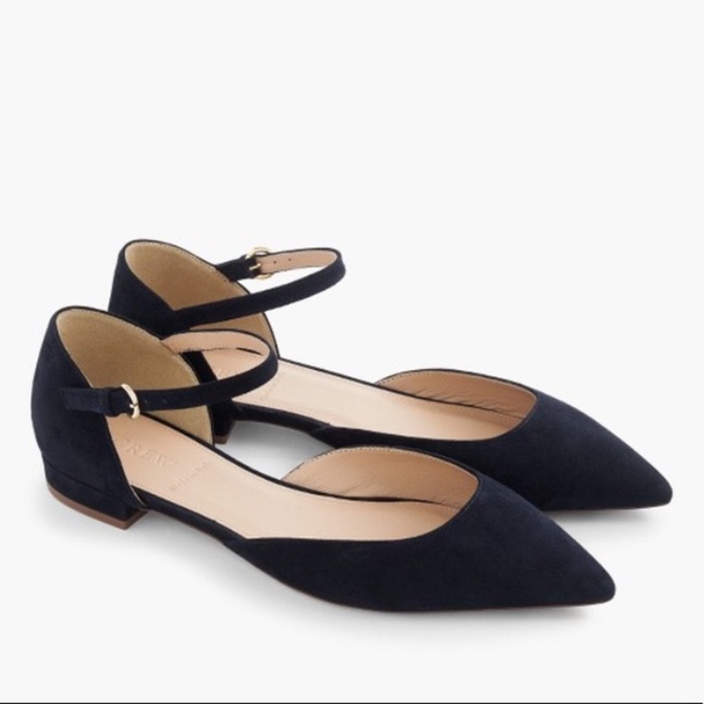 J Crew Lily suede flats in navy